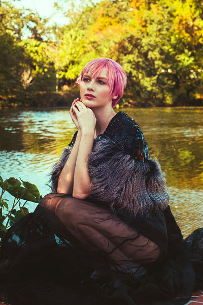 Radcliffe Capelet in Fur and Sequin