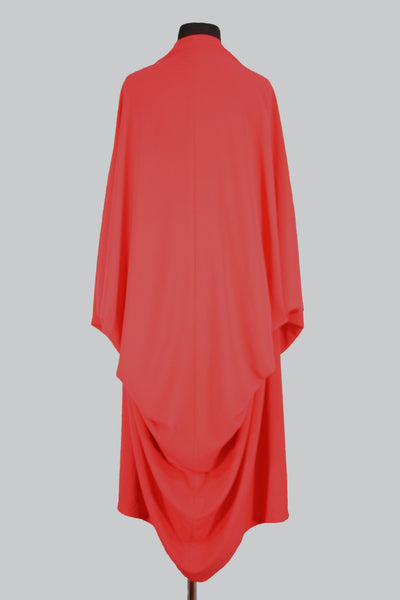 The Leslie Courreges Isadora Robe features a dramatic cocoon shape with a billowing, rounded back and dolman style sleeves.
