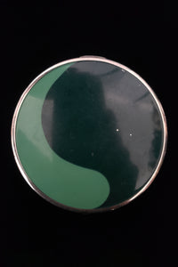 1930s Vintage Art Deco Green and Silver Chrome Makeup Compact