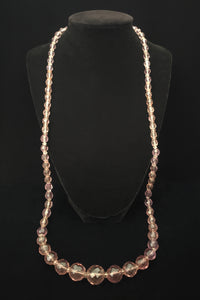 1930s Vintage Pale Amethyst Faceted Crystal Bead Long Graduated Necklace