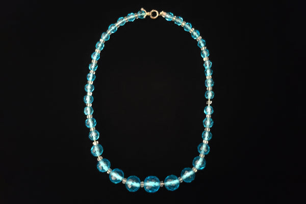 1930s Vintage Turquoise Graduated Crystal Necklace
