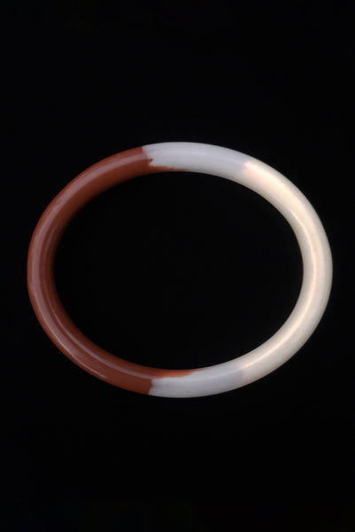 1950s Vintage Ombre Brown, Gray, and Cream Oval Plastic Bangle Bracelet