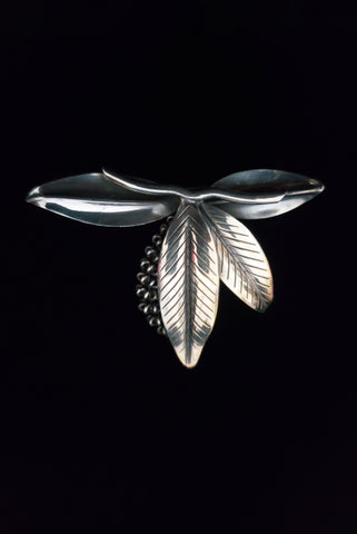 1950s Vintage Gertrud Engel 925 Sterling Danish Modernist Botanical Brooch for Anton Michelsen