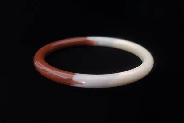 1950s Vintage Ombre Brown, Gray, and Cream Oval Plastic Bangle Bracelet