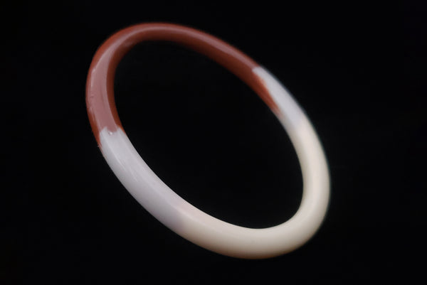 1950s Vintage Ombre Brown, Gray, and Cream Oval Plastic Bangle Bracelet