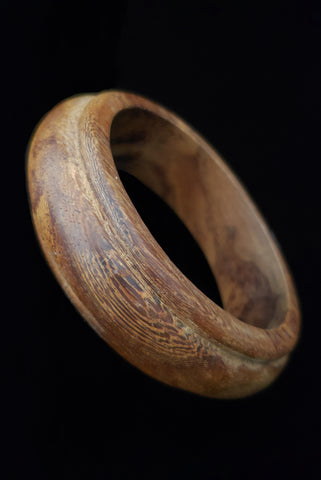 1970s Vintage Polished Wood Bangle Bracelet