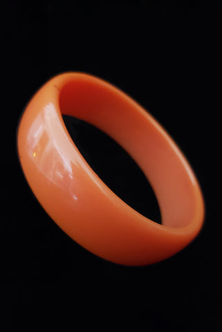 1940s Vintage Domed Orange Bakelite Bangle Bracelet