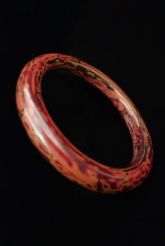 1930s Vintage End of Day Red and Brown Marbled Tube Bakelite Bangle