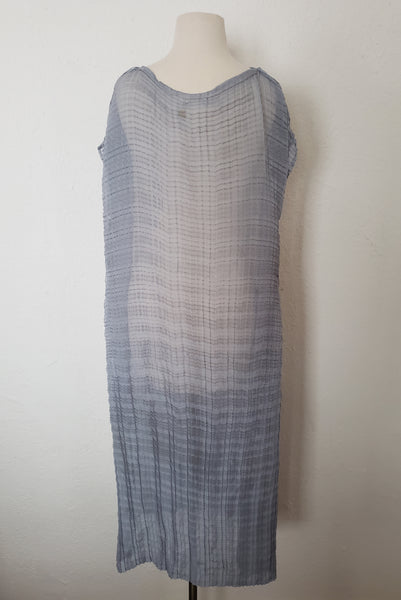 1990s Vintage Gray Chiffon Pleated Textured Sheer Dress by Alquema, One Size