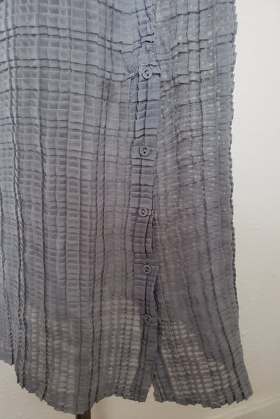 1990s Vintage Gray Chiffon Pleated Textured Sheer Dress by Alquema, One Size