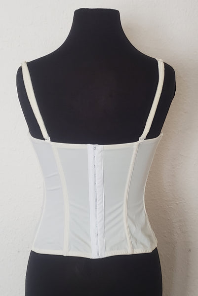 2000s NWOT Vintage Cream and White Eyelet Corset Bustier by On Gossamer, Medium to Large