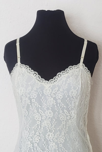 1950s Vintage White Lace Full Slip by Van Raalte, Small to Medium