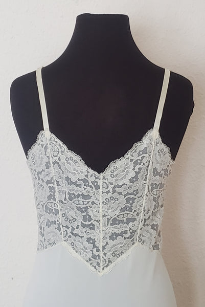 1950s Vintage White Lace Bodice Full Slip by Vanity Fair, Small to Medium