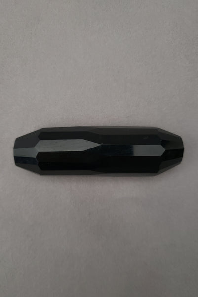 1900s Turn of the Century Vintage Black Lacquered Faceted Wood Brooch