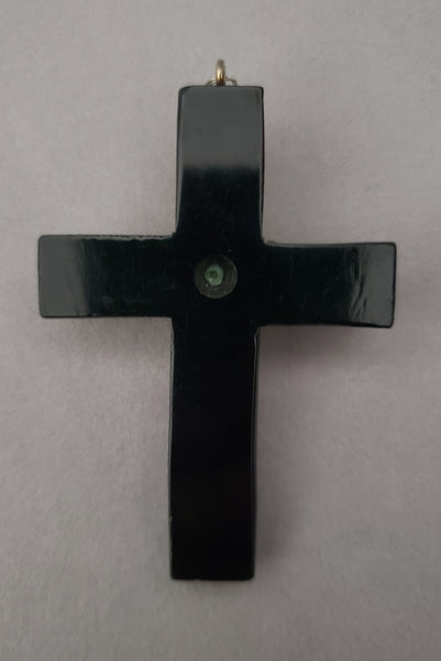 19th to Early 20th Century Vintage Mourning Jet Cross Pendant