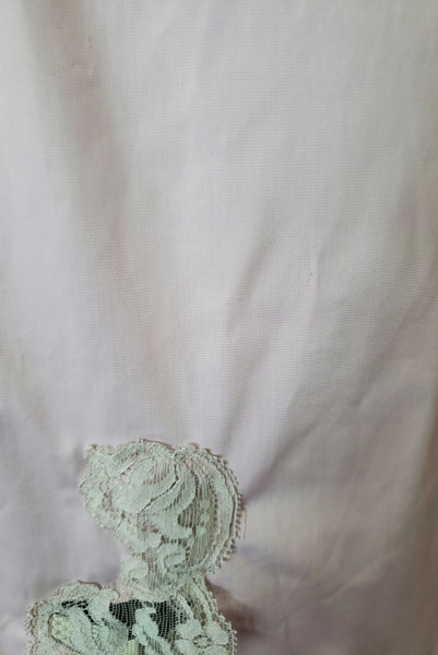 1960s Vintage Pale Pink and Gray Lace Full Slip, Extra Small to Small
