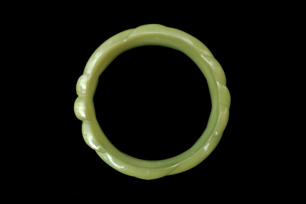 1980s Vintage Green Molded Plastic Signed 1981 Buch & Deichmann Bangle Bracelet