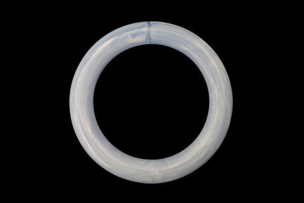 1980s Vintage Translucent Blue Marbled Faux Jade Plastic Tube Bangle Bracelet