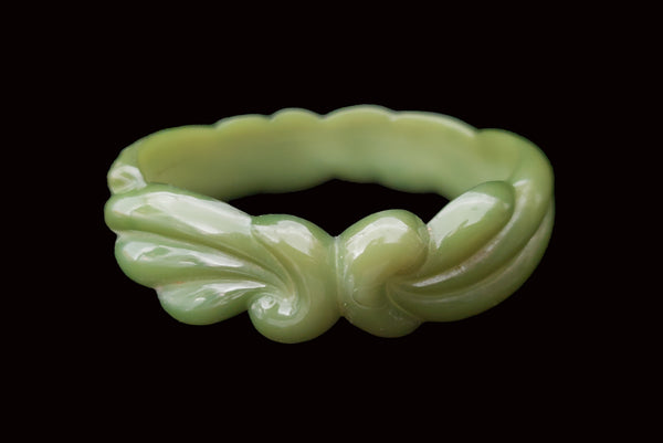 1980s Vintage Green Molded Plastic Signed 1981 Buch & Deichmann Bangle Bracelet