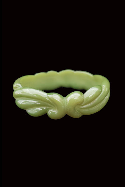 1980s Vintage Green Molded Plastic Signed 1981 Buch & Deichmann Bangle Bracelet