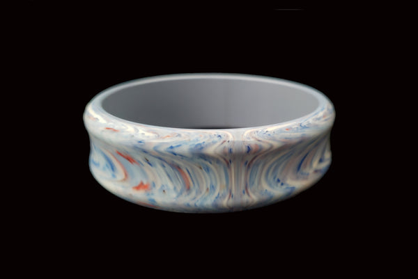 1960s Vintage Blue and White Marbled Plastic Bangle Bracelet