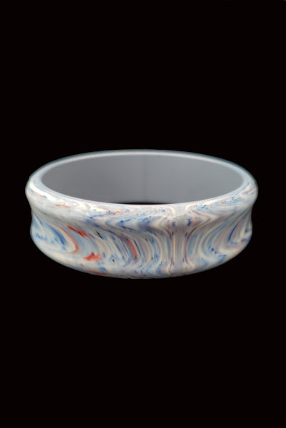 1960s Vintage Blue and White Marbled Plastic Bangle Bracelet