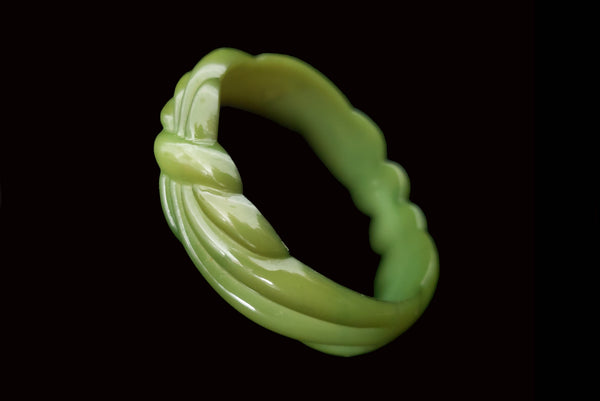 1980s Vintage Green Molded Plastic Signed 1981 Buch & Deichmann Bangle Bracelet