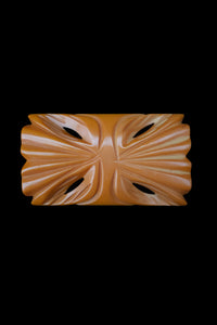 1930s Vintage Butterscotch Bakelite Carved and Pierced Brooch