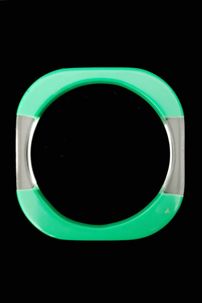 1960s Vintage Clear, Red, Yellow, and Green Square Three (3) Bangle Bracelet Set