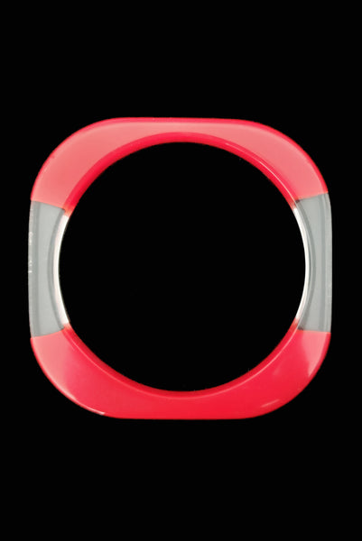 1960s Vintage Clear, Red, Yellow, and Green Square Three (3) Bangle Bracelet Set