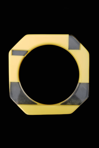 1960s Vintage Clear, Red, Yellow, and Green Square Three (3) Bangle Bracelet Set