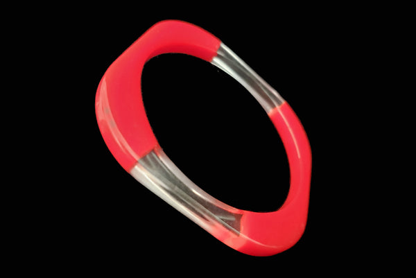 1960s Vintage Clear, Red, Yellow, and Green Square Three (3) Bangle Bracelet Set