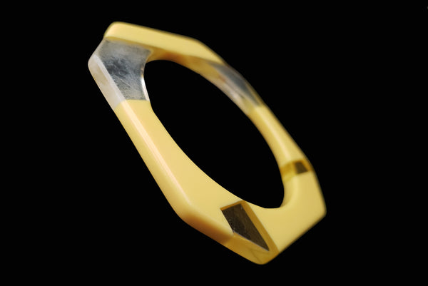 1960s Vintage Clear, Red, Yellow, and Green Square Three (3) Bangle Bracelet Set