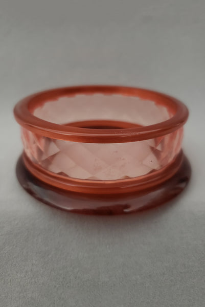 1980s Vintage Translucent Peach and Brown Four (4) Bangle Bracelet Set