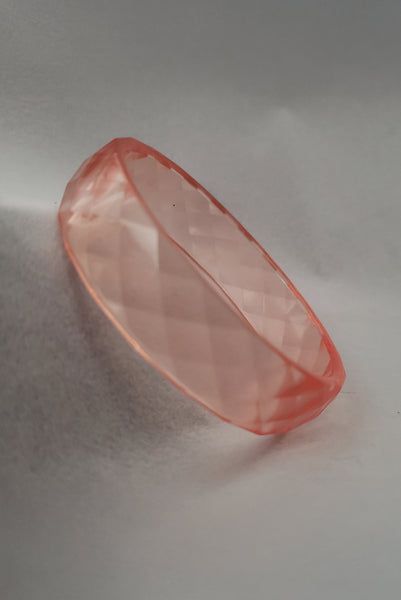 1980s Vintage Translucent Peach and Brown Four (4) Bangle Bracelet Set