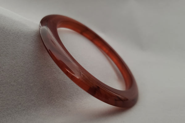 1980s Vintage Translucent Peach and Brown Four (4) Bangle Bracelet Set