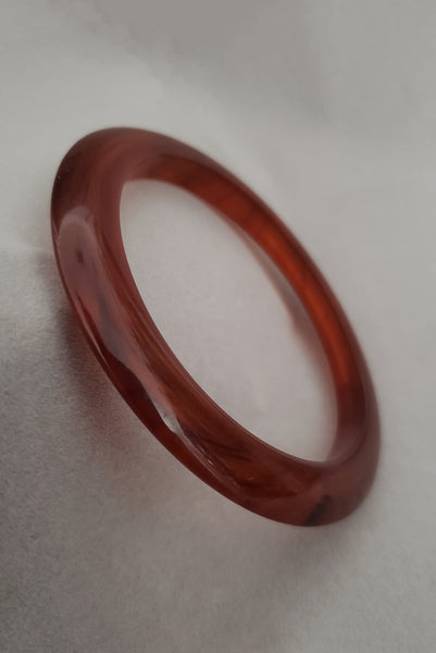 1980s Vintage Translucent Peach and Brown Four (4) Bangle Bracelet Set