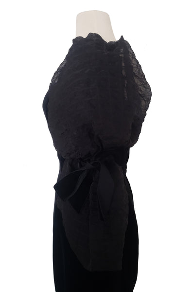 1980s Vintage BARBOGLIO Black Velveteen Mermaid Evening Gown, Small to Medium