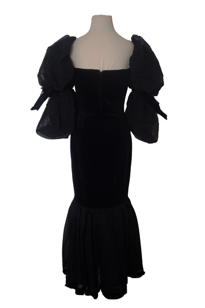1980s Vintage BARBOGLIO Black Velveteen Mermaid Evening Gown, Small to Medium