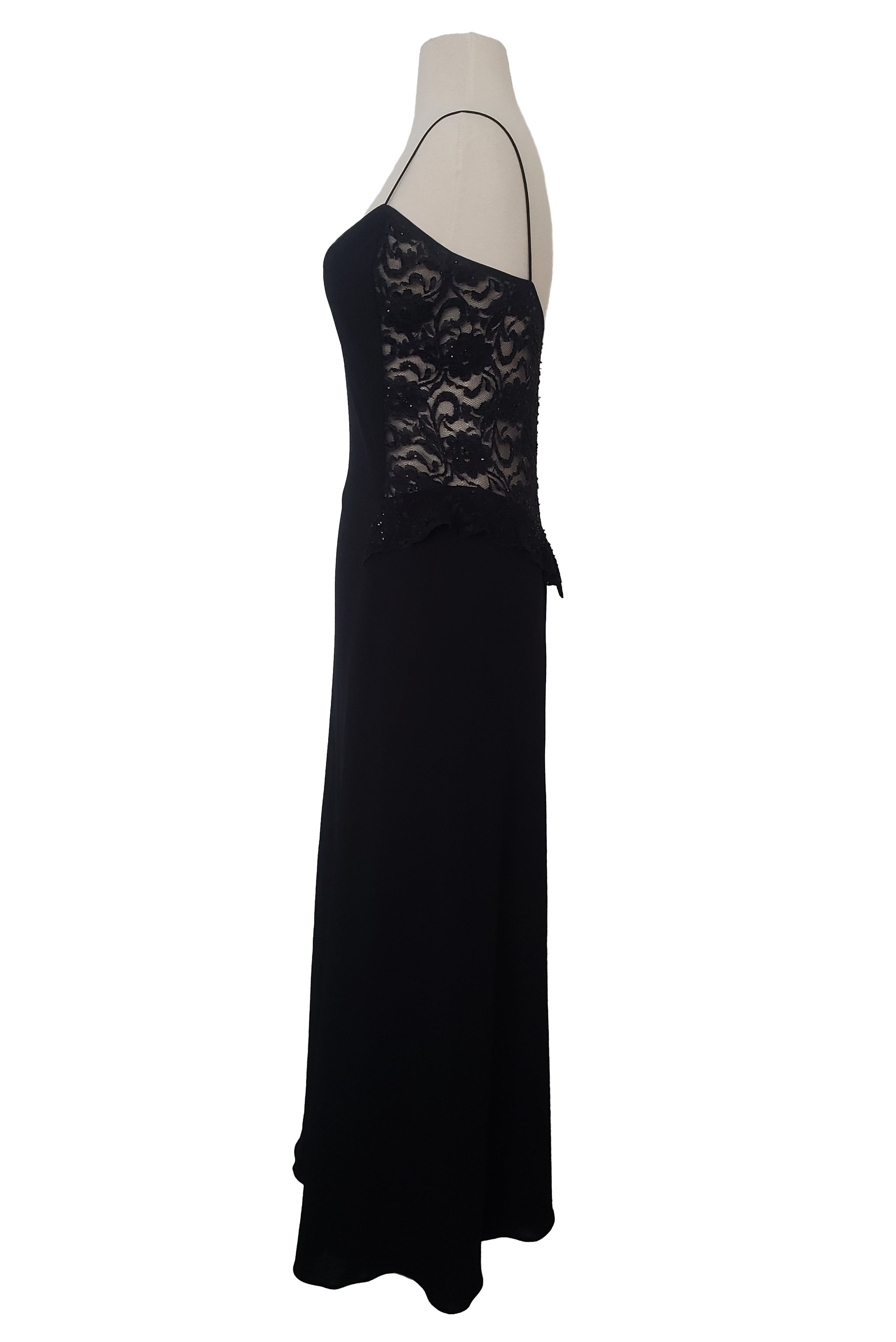 1990s Vintage Black Beaded Lace Back Maxi Dress by Laundry, Shelli Seg –  Leslie Courreges