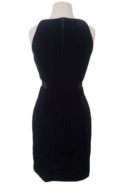 1990s does 1960s Vintage Black Velvet Stretch Cocktail Dress by Night Way, Small to Medium