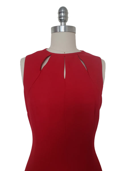 1990s Vintage Red Crepe Cocktail Dress by J.S.J. Petites, Small to Medium