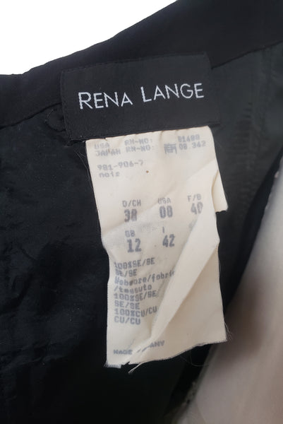 1990s Vintage Black Chiffon and Lace Cocktail Dress by Rena Lange, Small to Medium