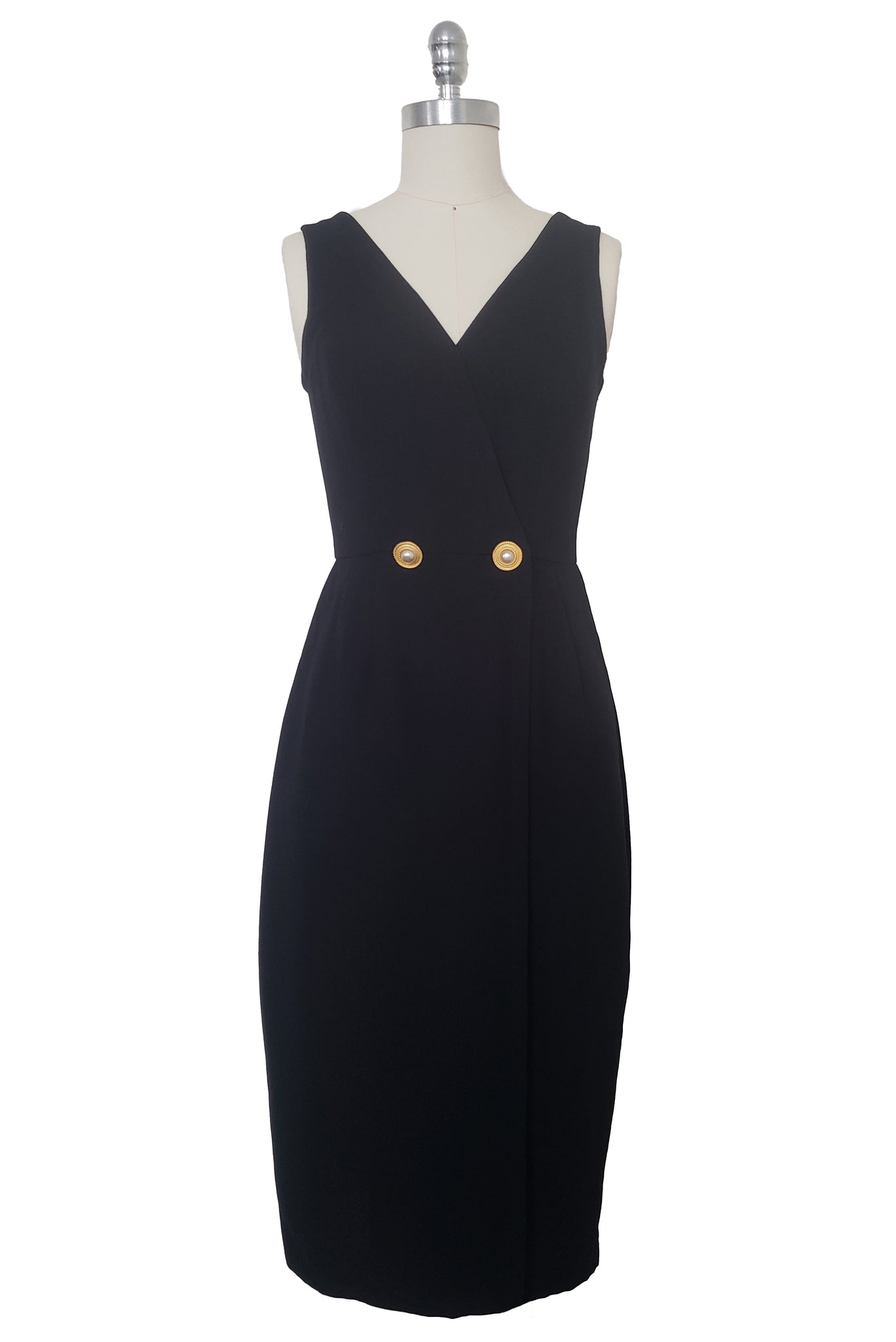 1990s Vintage Black Wrap Dress by Liz Claiborne, Extra Small to Small Leslie Courreges 1990s Vintage Black Wrap Dress by Liz Claiborne, Extra Small to Small Leslie Courreges