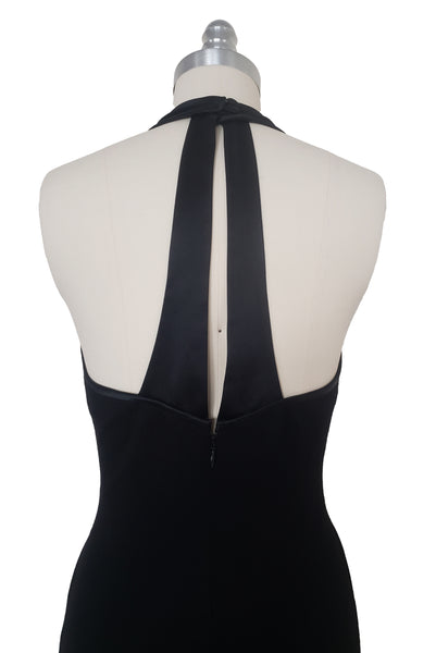 1990s Vintage Silk Lined Black Sweater Maxi Dress, Small to Medium