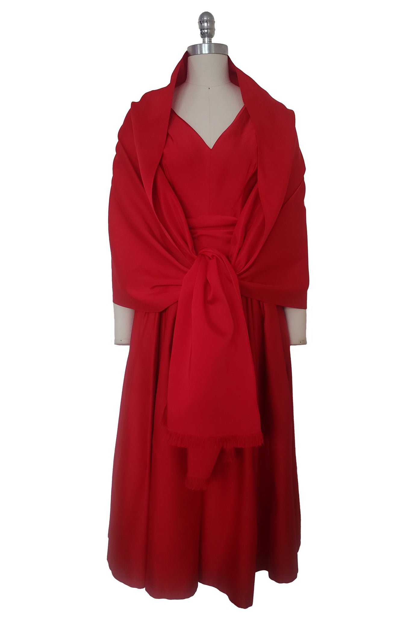 1960s Vintage Red Satin Cocktail Dress with Wrap by Rappi, Extra Extra Small to Extra Small