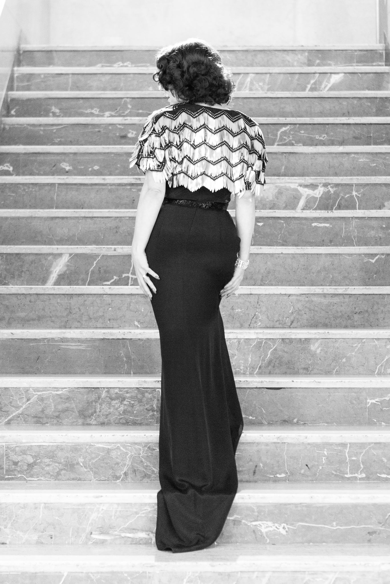 1990s NWT Vintage Bill Blass Black Beaded Silk Halter Evening Gown, Ex Leslie Courreges 1990s NWT Vintage Bill Blass Black Beaded Silk Halter Evening Gown, Ex Leslie Courreges