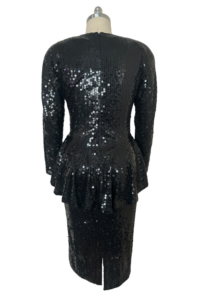 vintage oleg cassini sequin dress Vintage 80's Oleg Cassini Black Sequin Dress