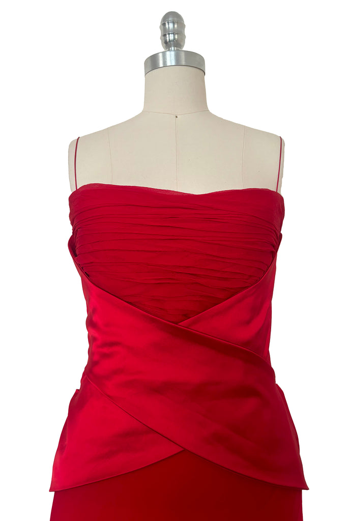 2000s Vintage Danes NYC Red Silk Chiffon Evening Gown, Extra Small to Leslie Courreges 2000s Vintage Danes NYC Red Silk Chiffon Evening Gown, Extra Small to Leslie Courreges