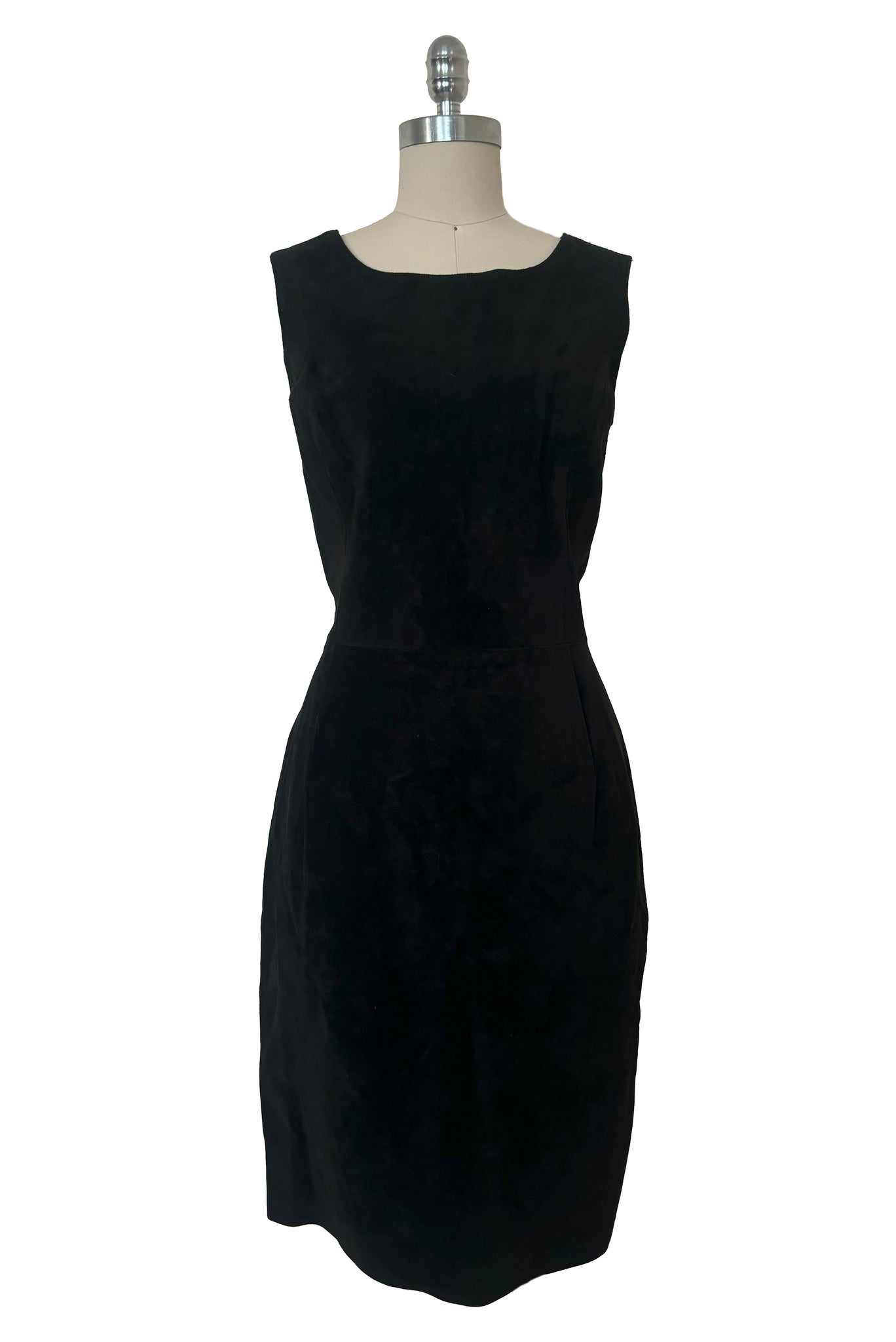 1990s Vintage Black Suede Sheath Dress by Bagatelle, Small to Medium